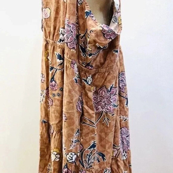 NWT SONOMA Women Sleeveless Pullover Brown Elastic Waist V-Neck Dress Size 4X - Picture 11 of 15